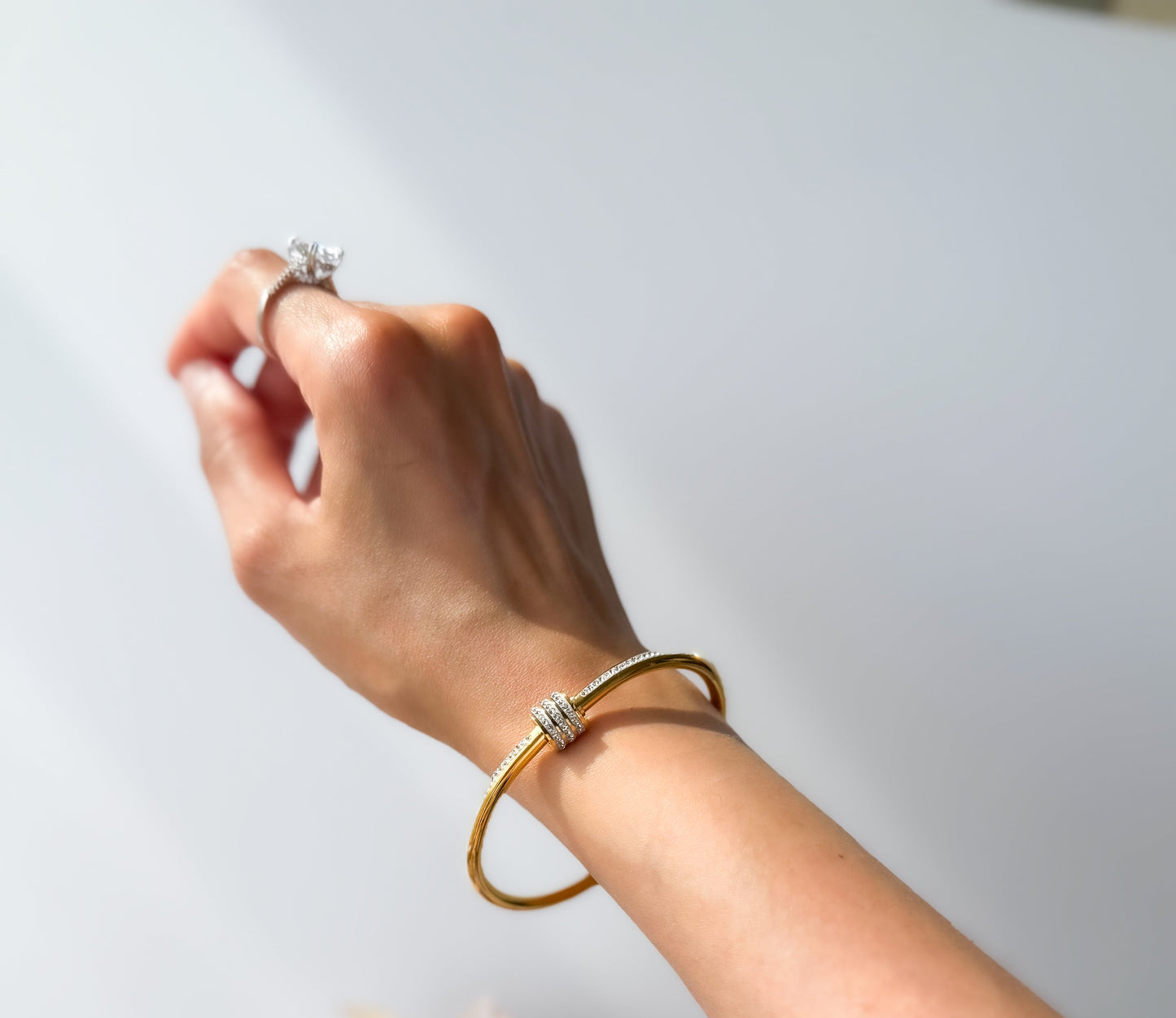Eve- 18k Gold Plated Bracelet with Zircon scrolls