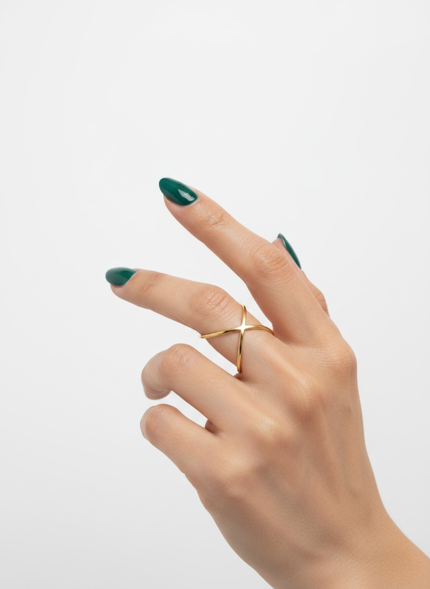 Salwa 18K Gold Plated Dainty Criss-Cross Ring (Adjustable)