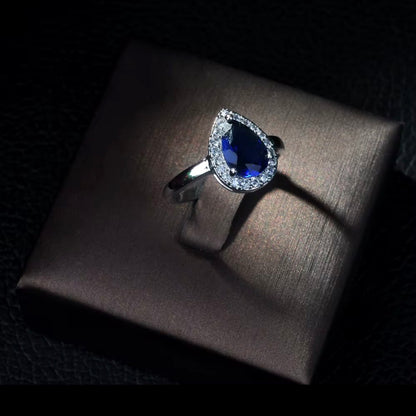 Saleena- Royal Blue Platinum Plated with Zirconia stone
