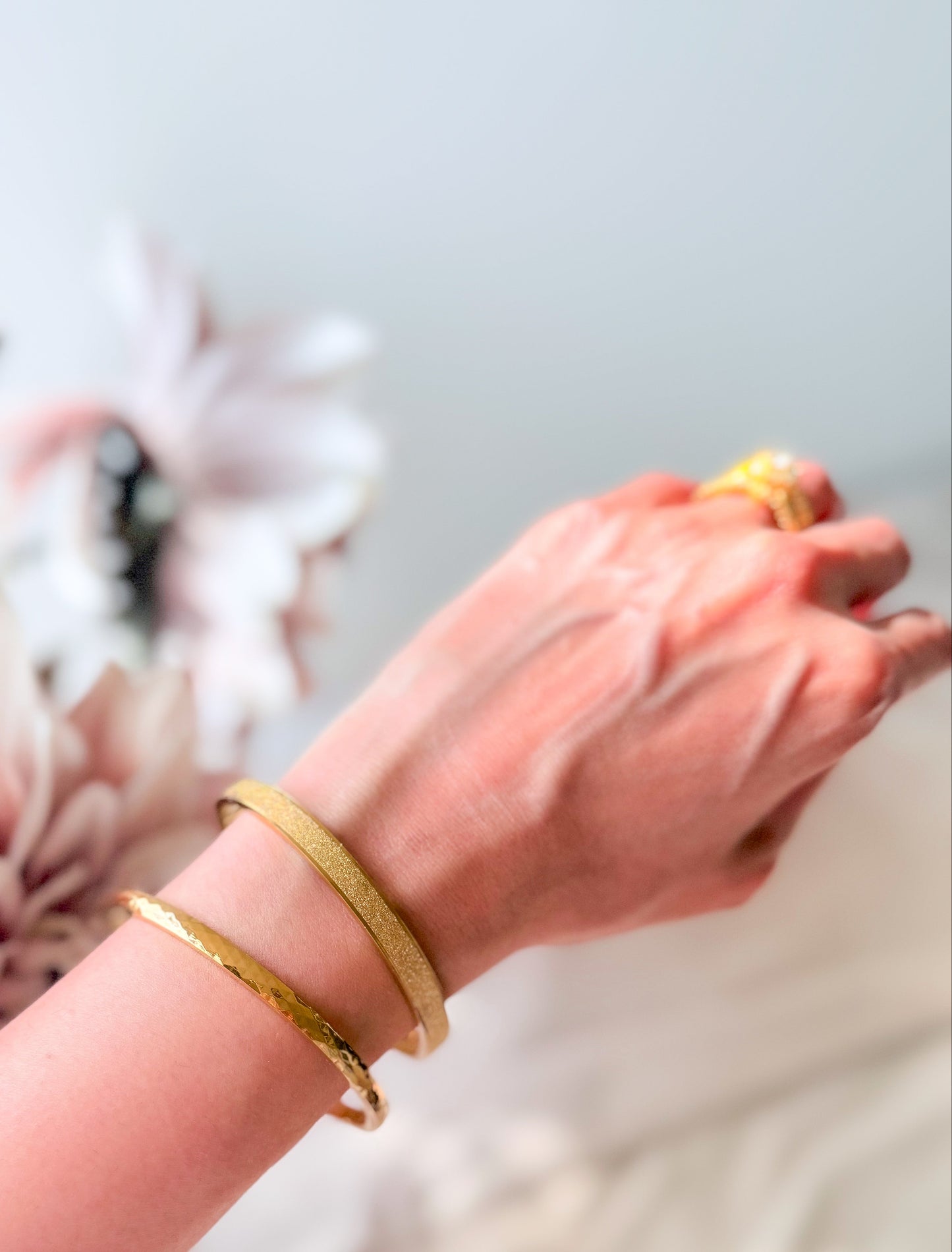 Eloise 18k Crushed Gold Pattern Bracelet