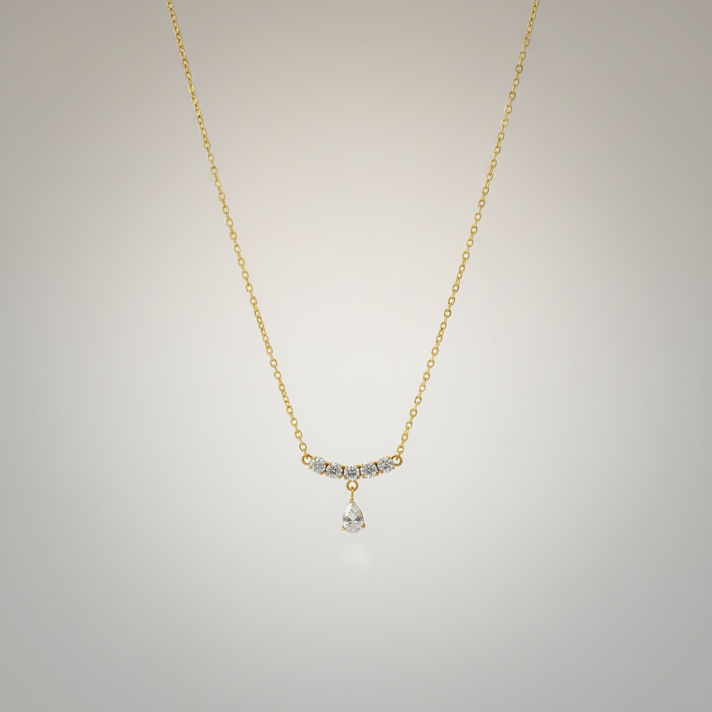 Huda 18K Gold Plated Necklace with Pear Drop Zircon Pendant
