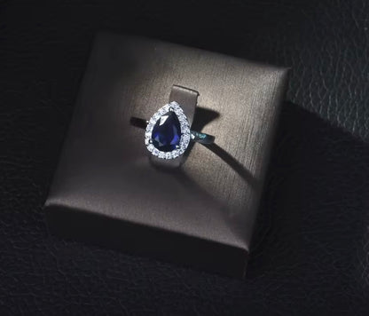 Saleena- Royal Blue Platinum Plated with Zirconia stone