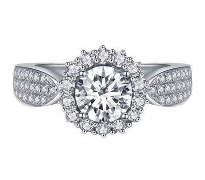 Lottie- Round cut Cubic Zirconia diamond ring with detailing gems on the band