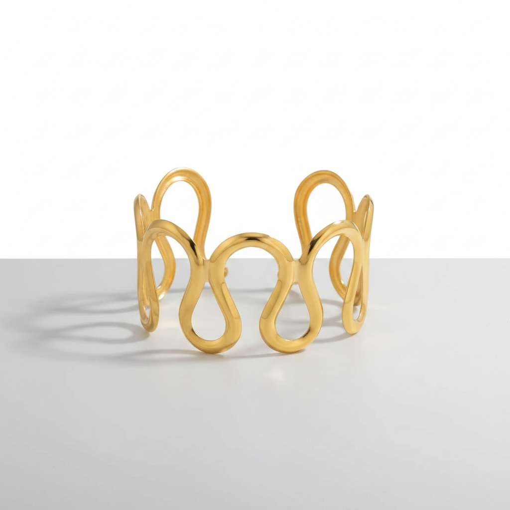 Waldorf 18K Gold Plated Wavy Cuff Bangle