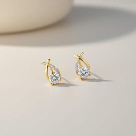 Aliya- 925 Sterling Silver Loop Studs with Zircon Stones