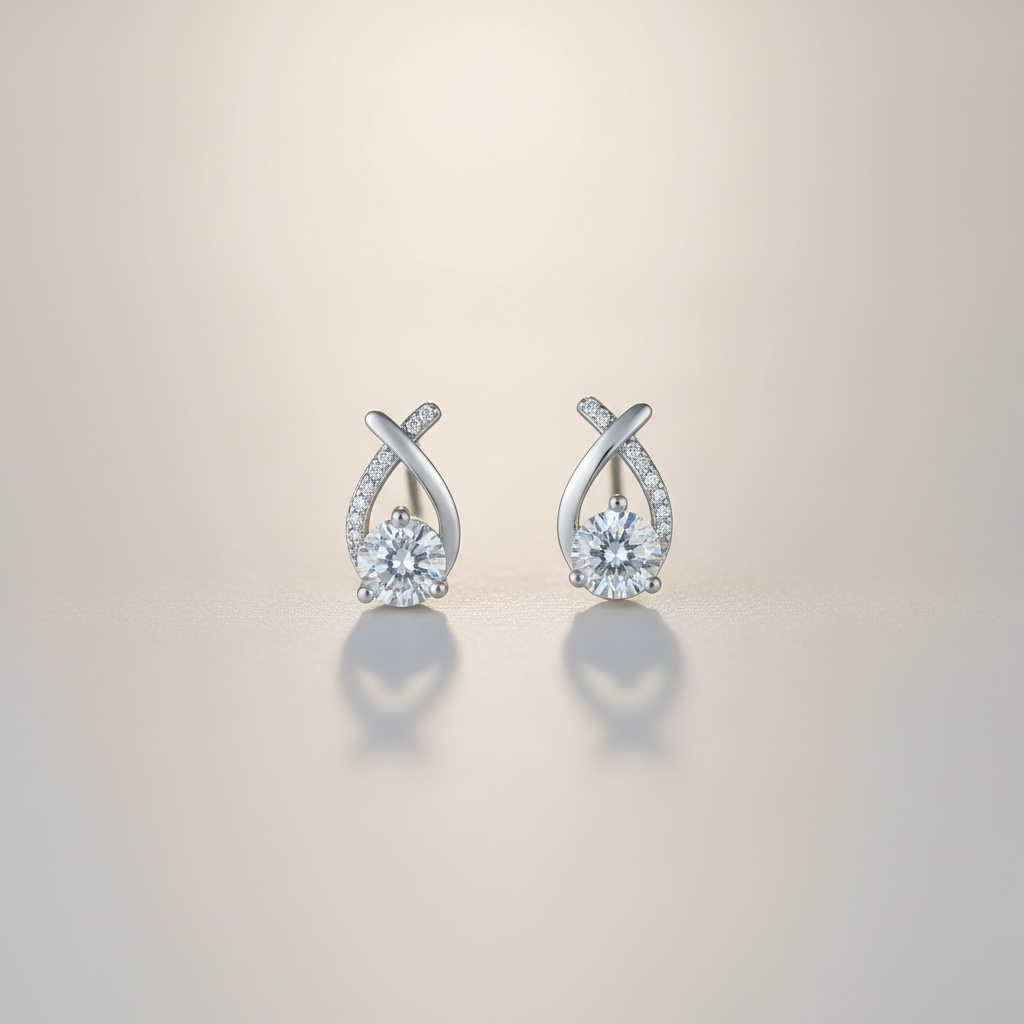 Aliya- 925 Sterling Silver Loop Studs with Zircon Stones