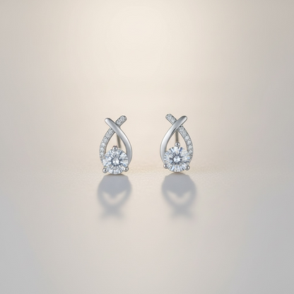 Aliya- 925 Sterling Silver Loop Studs with Zircon Stones