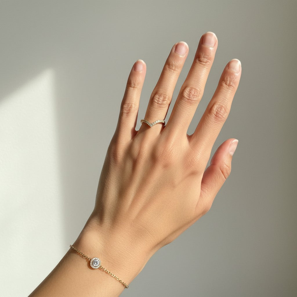 Riad- 18K Gold Plated Dainty Zirconia Ring