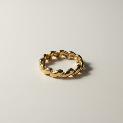 Loki- 18K Gold Plated Wave Ring Stackable