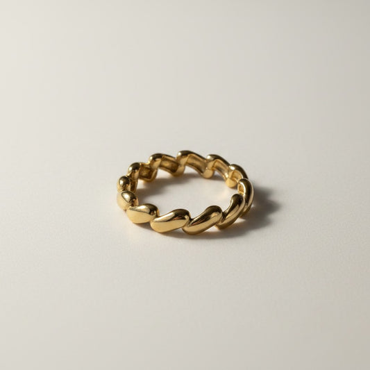 Loki- 18K Gold Plated Wave Ring Stackable
