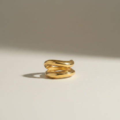 Reem- 18K Gold Plated Irregular Double band Ring