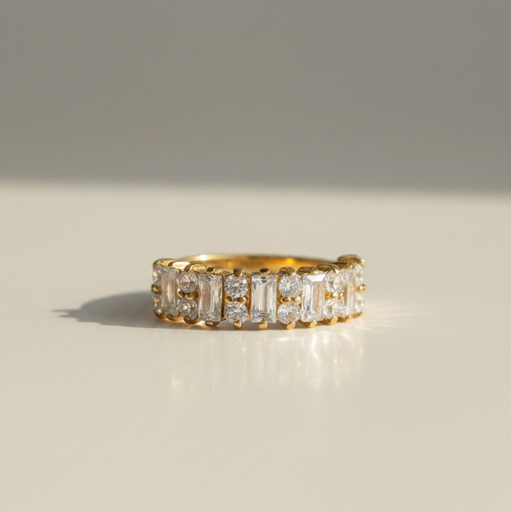 Natasha- Gold Plated PVD Zirconia Pave Ring