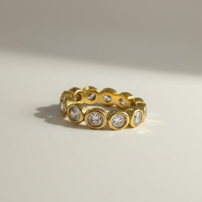 Willow- 18K Gold Plated Bezel setting Round Cut Zircon Ring