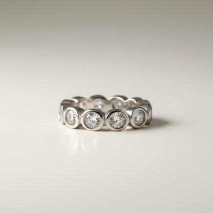 Willow- 18K Gold Plated Bezel setting Round Cut Zircon Ring