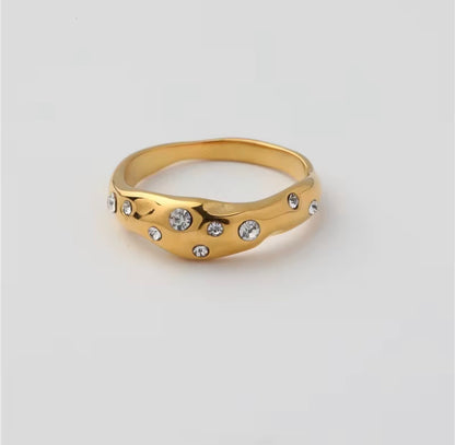 Venus- 18K Gold Plated Zirconia Irregular Pave design Ring