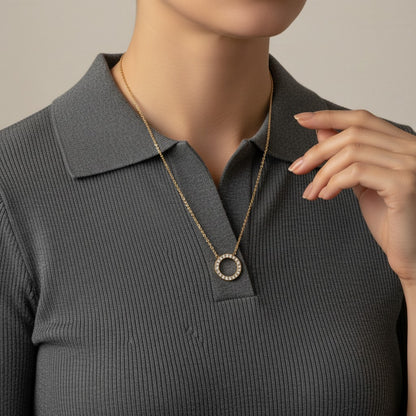Hala | 18K Gold Plated Halo Zirconia Pendant Chain