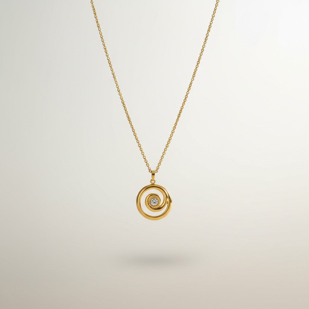 Lindsay | 18K Gold Plated Spiral Zirconia Pendant Chain
