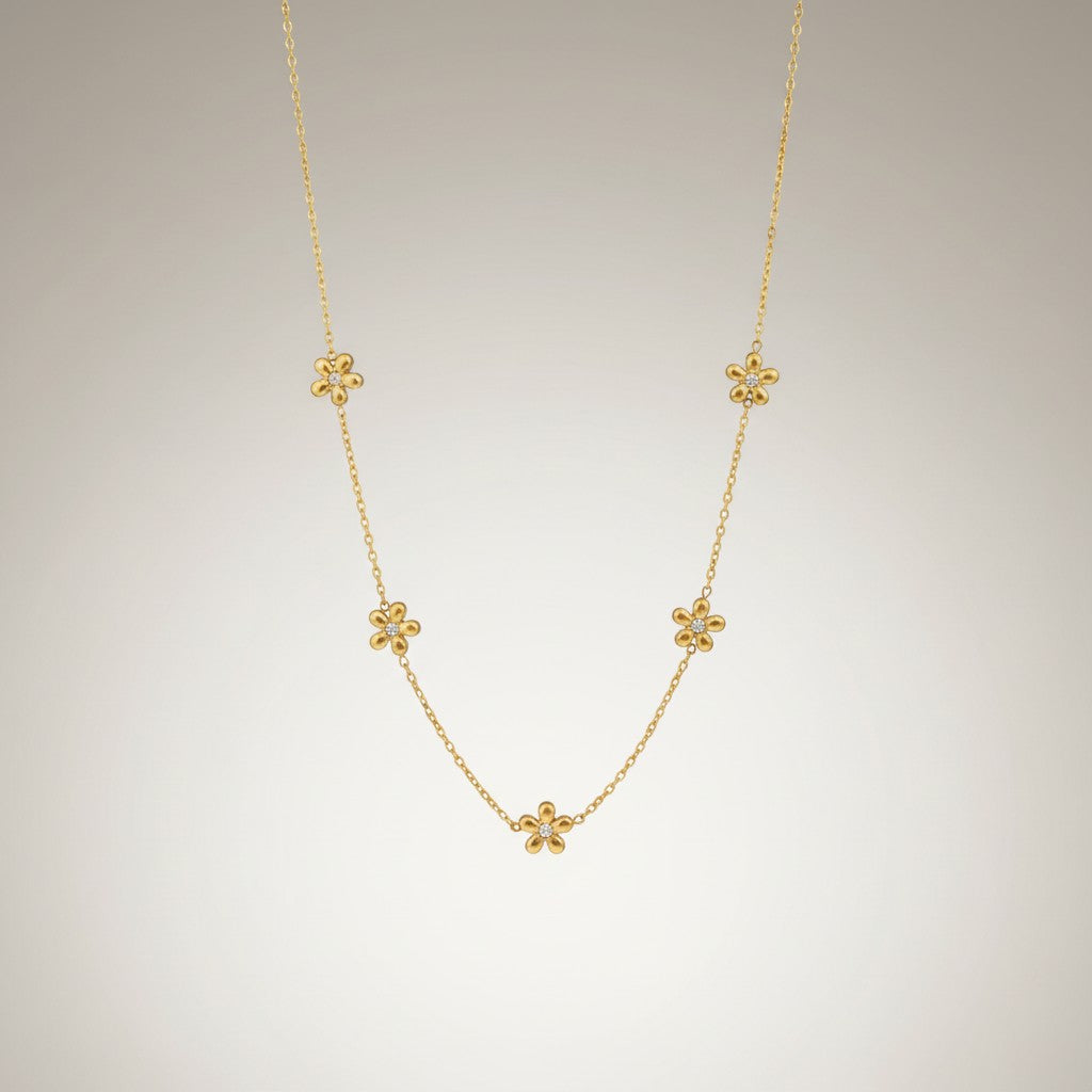 Nancy | 18K Gold Plated Dainty Zirconia Flower Necklace