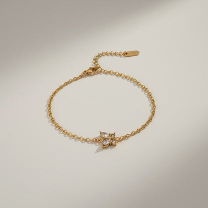 Lisha | 18K Gold Plated Dainty Zirconia Butterfly Bracelet