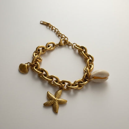Mabel | 18K Gold Plated Chunky Seashell Charms Bracelet