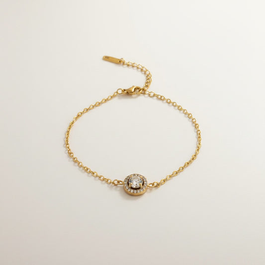 Safa- 18K Gold Plated Round Cut Zircon Bracelet
