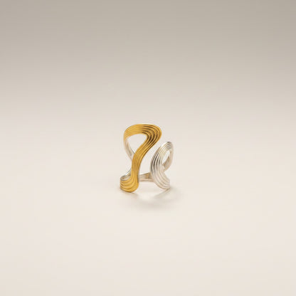 Saki – 18K Gold Plated Two-Tone Irregular Shape Adjustable Ring