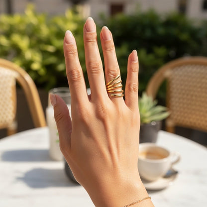 Vani – 18K Gold Plated 5 Layer Adjustable Ring