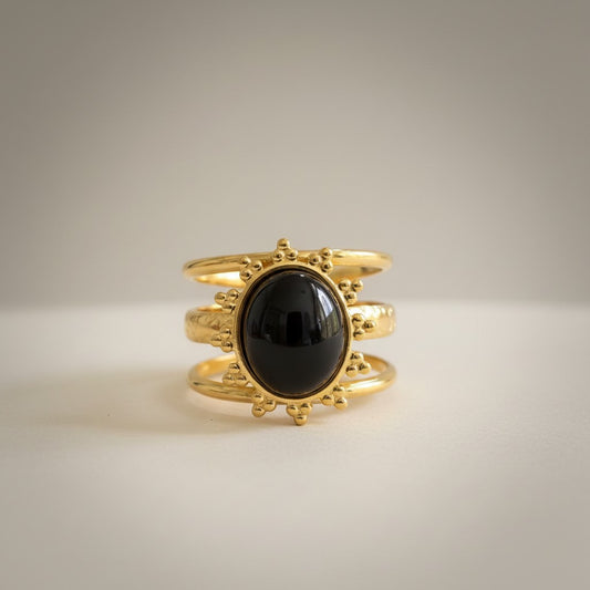 Penny – 18K Gold Plated Oval Stone Adjustable Ring