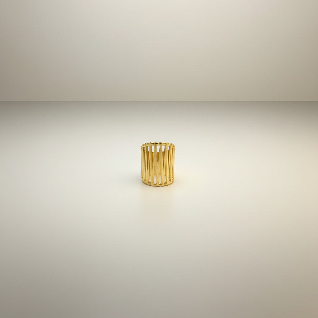 Lena – 18K Gold Plated Wide Geometric Cut-Out Adjustable Ring
