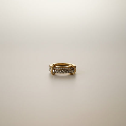 Zuni – 18K Gold Plated 2 Interlocking Rings Mixed metal with Zirconia Pavé Band