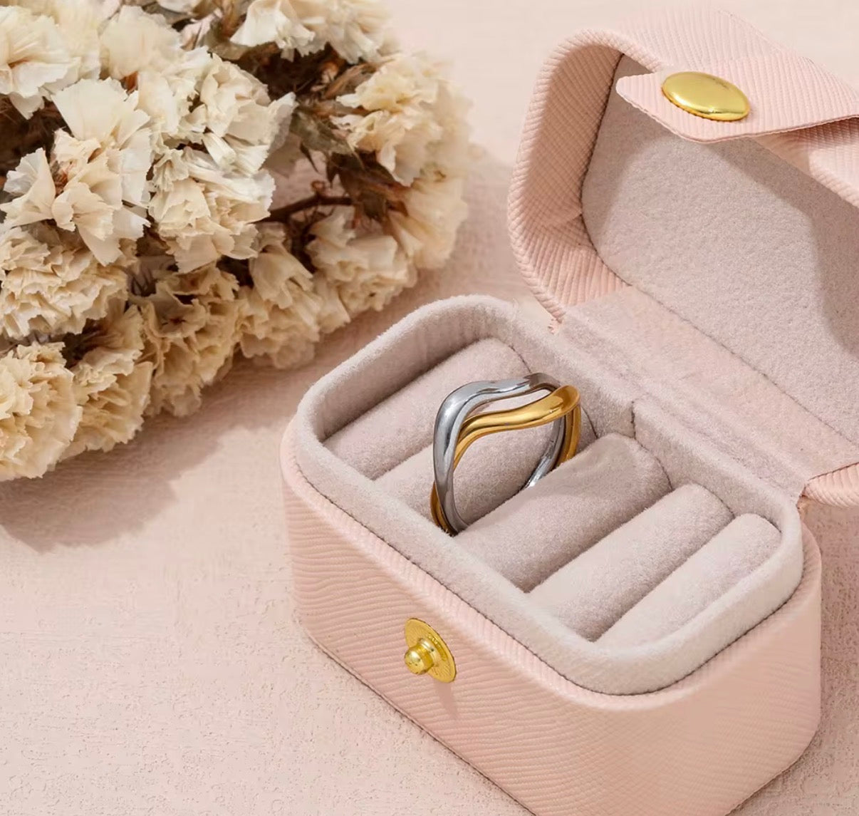 Amelia- Two Tone 18K Gold Plated twisted Ring
