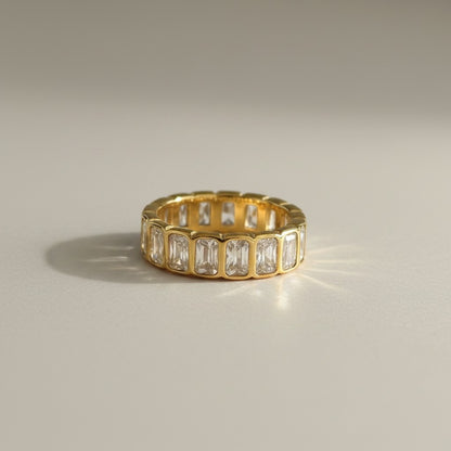 Margot- 18K Gold Plated Bezel setting Rectangle Cut Zircon Ring