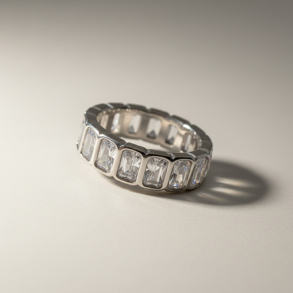 Margot- 18K Gold Plated Bezel setting Rectangle Cut Zircon Ring