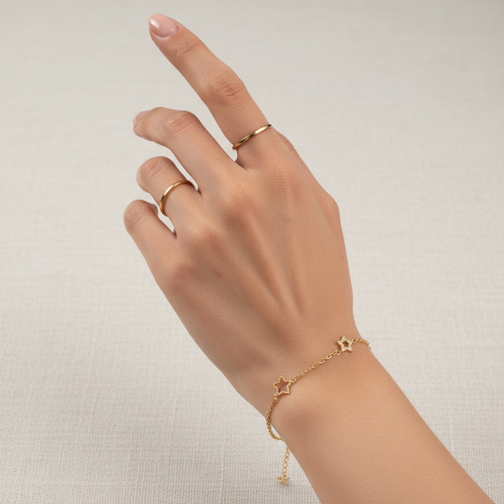 Lisa | 18k Gold Plated Dainty Zirconia Star Bracelet