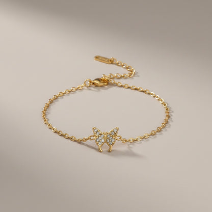Nuri | 18k Gold Plated Dainty Zirconia Butterfly Bracelet