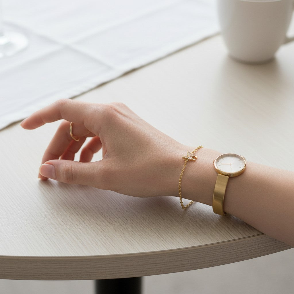 Nuri | 18k Gold Plated Dainty Zirconia Butterfly Bracelet