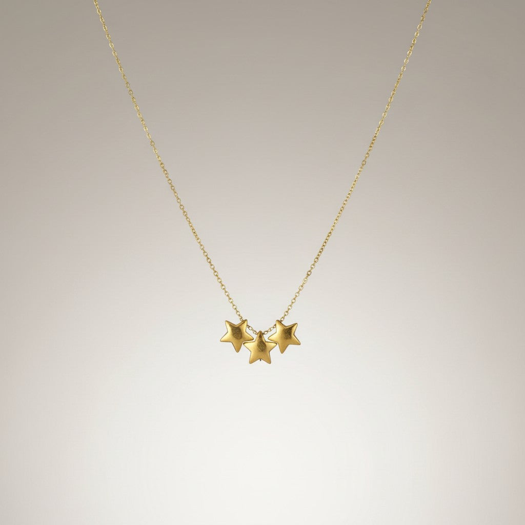 Sayra | 18k Gold & Stainless Steel Sliding Star Charms Necklace