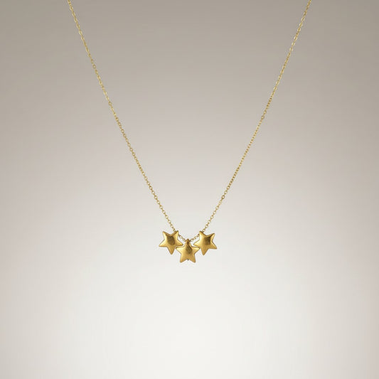 Sayra | 18k Gold & Stainless Steel Sliding Star Charms Necklace