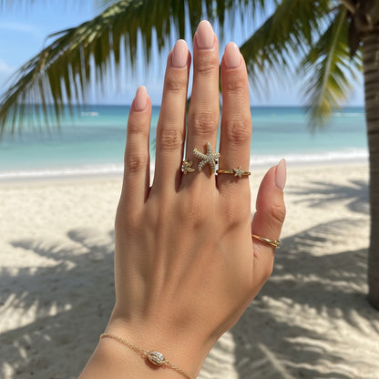 Suri | 18k Gold Plated Zirconia Starfish Open Ring