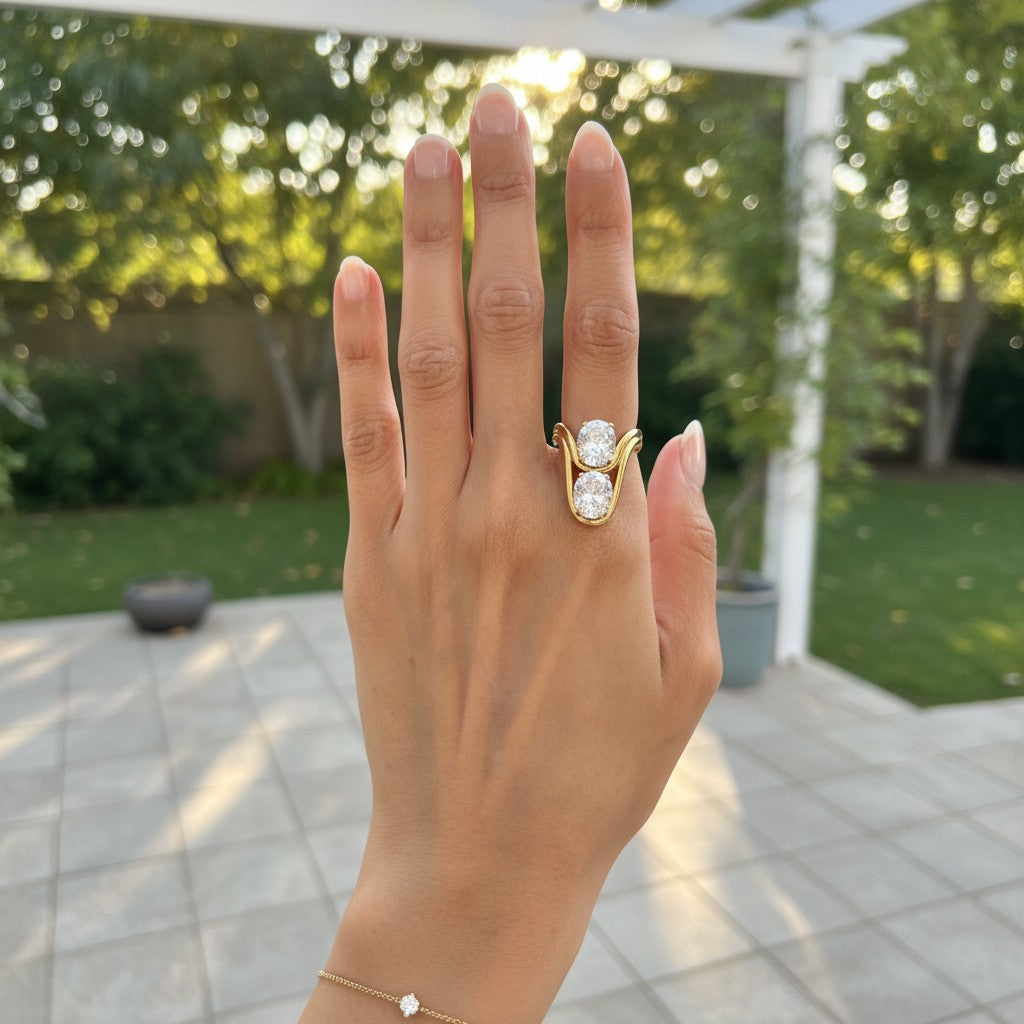 Mysa | 18k Gold Plated Large Oval Zirconia Statement Ring