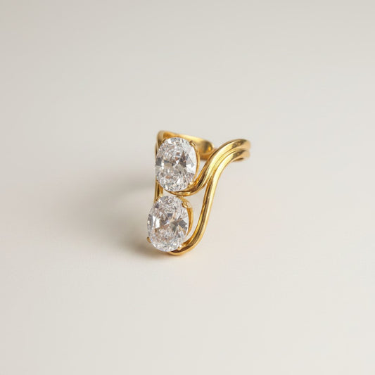 Mysa | 18k Gold Plated Large Oval Zirconia Statement Ring