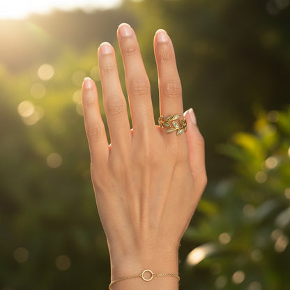 Sheila | 18k Gold Plated Dainty Leaf Open Ring