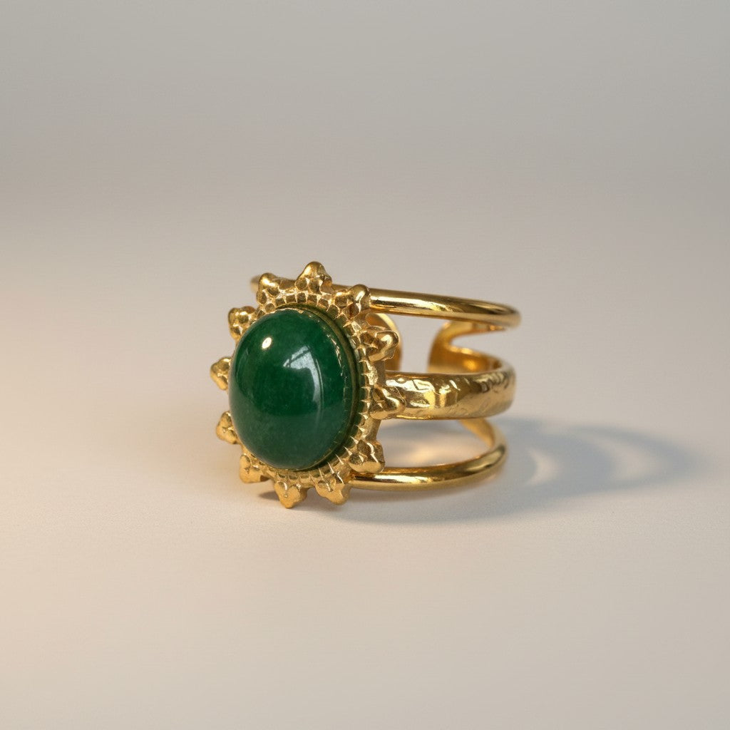 Penny – 18K Gold Plated Oval Stone Adjustable Ring