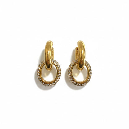 Taylor | 18K Gold Plated Interlocking Hoop Pavé Zirconia Drop Earrings