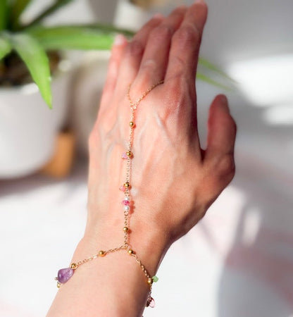 Lily- 18K Gold Plated Beaded Pearl Hand Chain