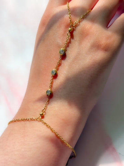 Ava- 18K Gold Plated Triple Zircon Stone Hand Chain