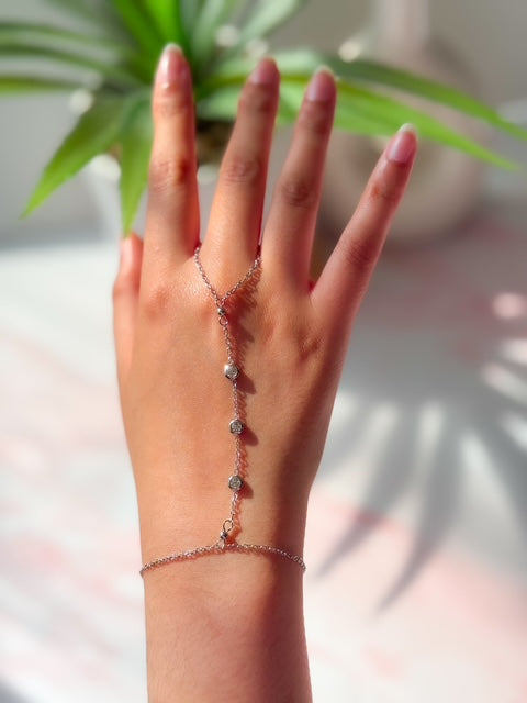Ava- 18K Gold Plated Triple Zircon Stone Hand Chain