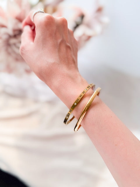 Freya- Gold Plated Bracelet Roman Numerals with Zircon Stones