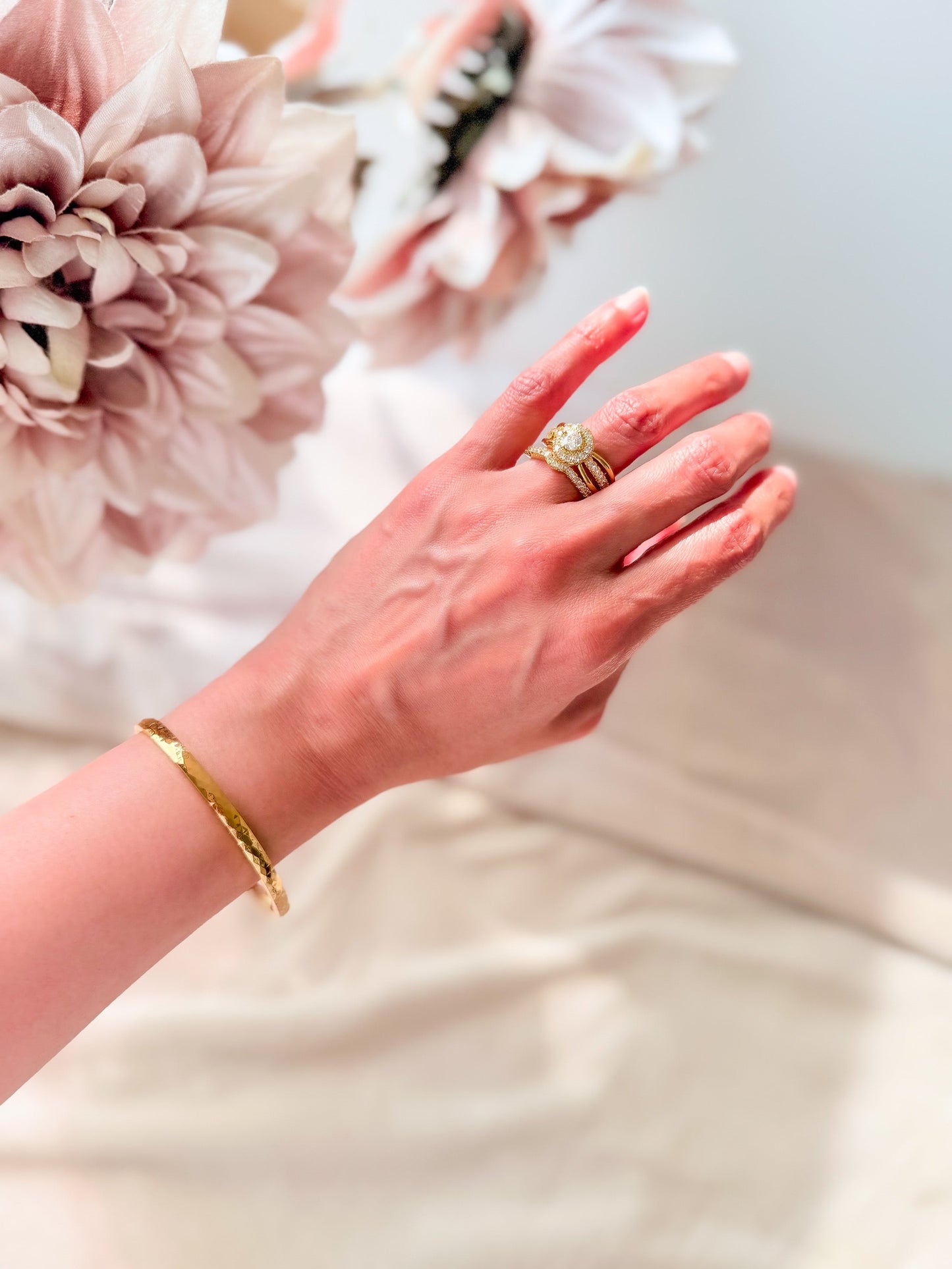 Alma- Textured Gold Plated Bracelet