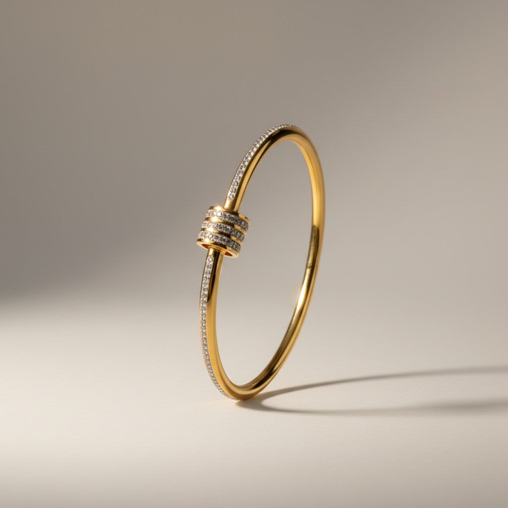 Eve- 18k Gold Plated Bracelet with Zircon scrolls